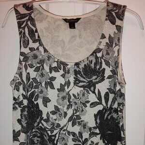 SANTANA KNIT TANK ST. JOHN BY MARIE GRAY BLACK/GREY/METALLIC SILVER TONES SMALL